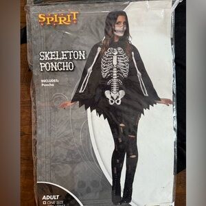 Spirit Skeleton Poncho Costume for Women- Black and White